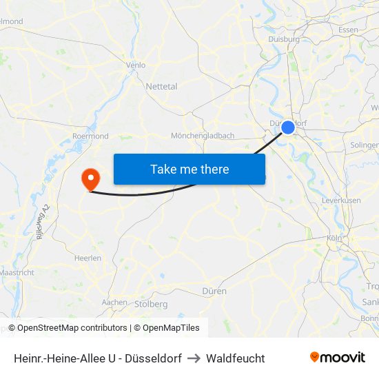 Heinr.-Heine-Allee U - Düsseldorf to Waldfeucht map