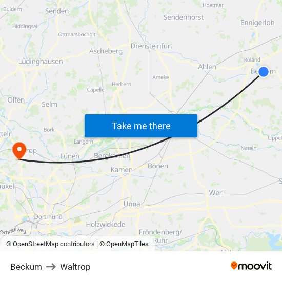 Beckum to Waltrop map