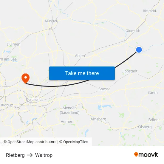 Rietberg to Waltrop map