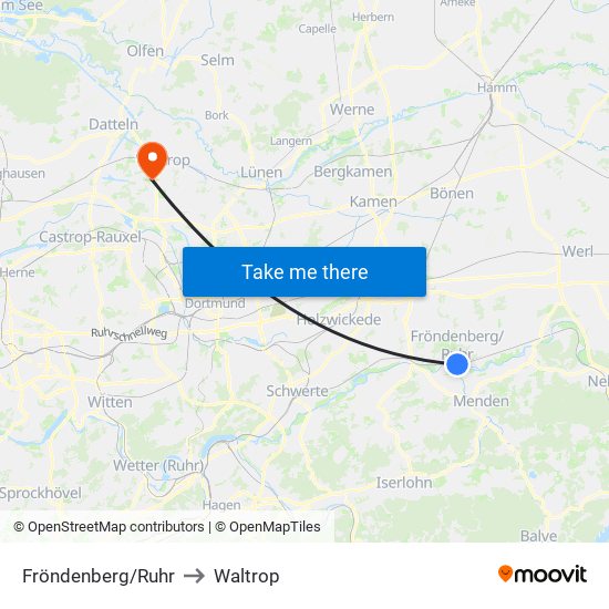 Fröndenberg/Ruhr to Waltrop map