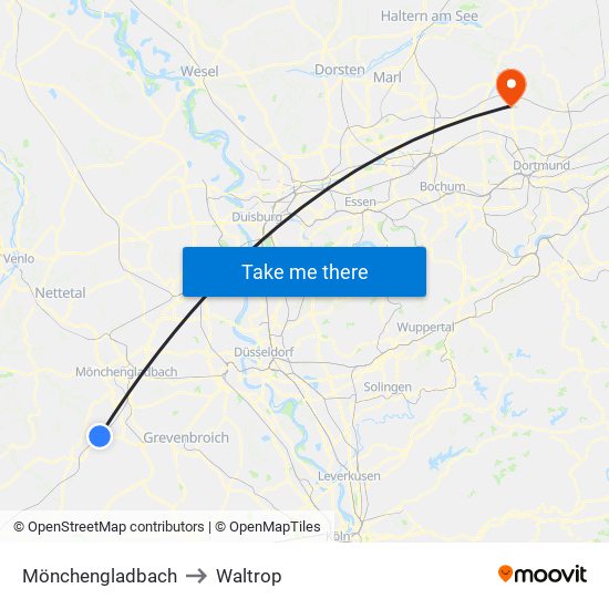 Mönchengladbach to Waltrop map