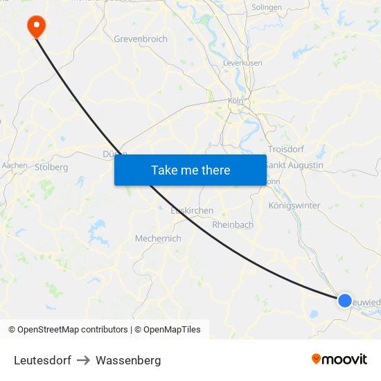 Leutesdorf to Wassenberg map