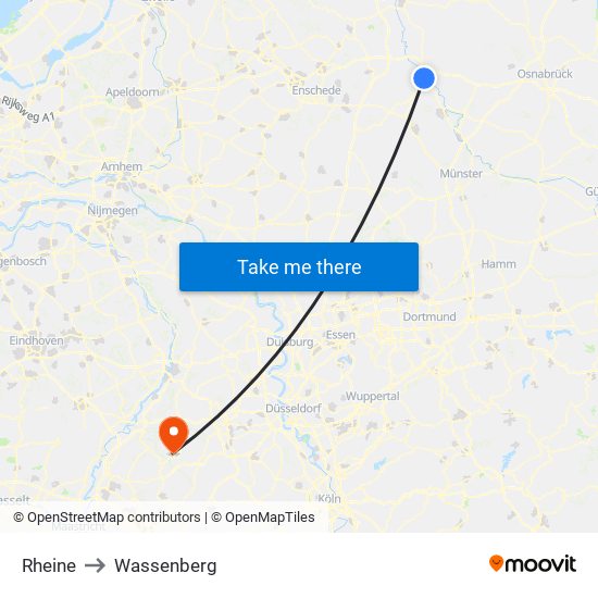 Rheine to Wassenberg map