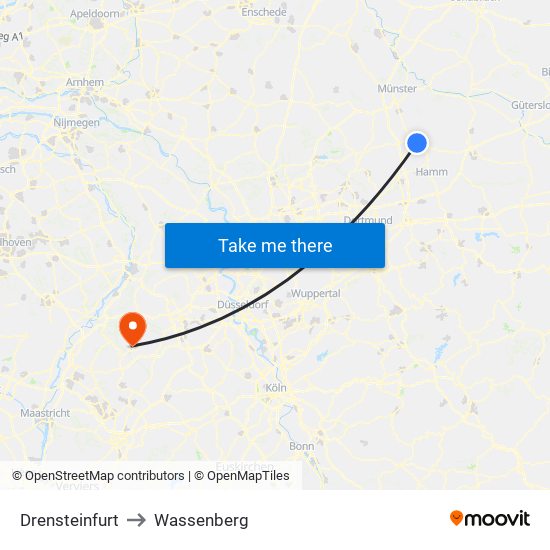 Drensteinfurt to Wassenberg map