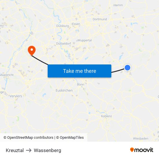 Kreuztal to Wassenberg map