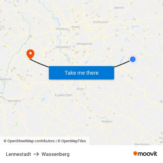 Lennestadt to Wassenberg map