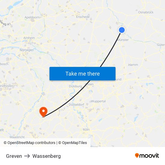 Greven to Wassenberg map