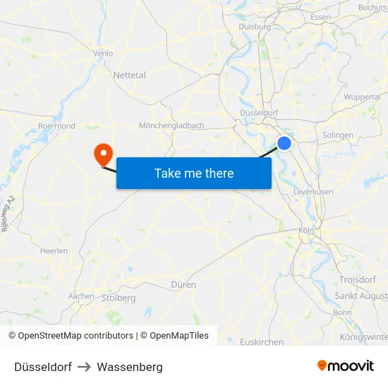 Düsseldorf to Wassenberg map