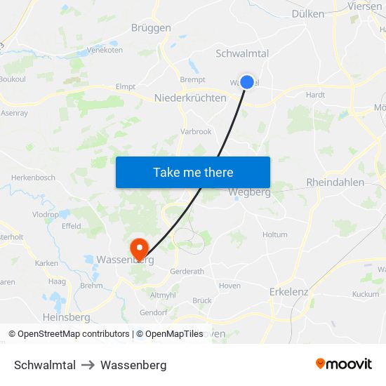 Schwalmtal to Wassenberg map