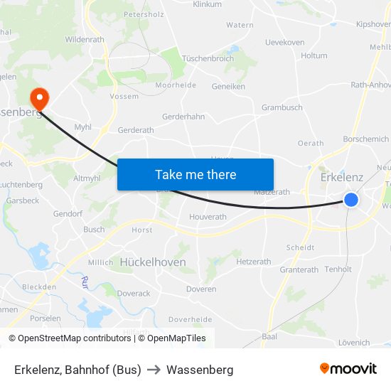 Erkelenz, Bahnhof (Bus) to Wassenberg map