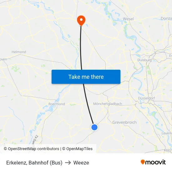 Erkelenz, Bahnhof (Bus) to Weeze map