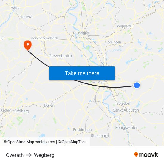 Overath to Wegberg map