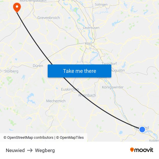 Neuwied to Wegberg map