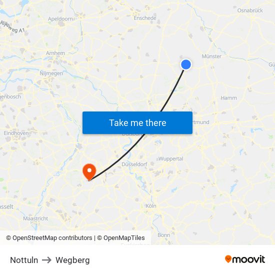 Nottuln to Wegberg map