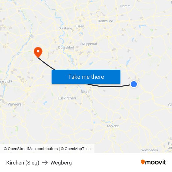 Kirchen (Sieg) to Wegberg map