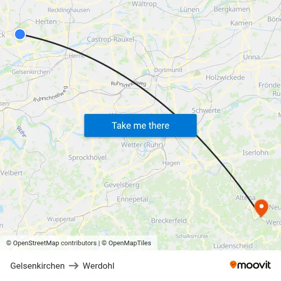 Gelsenkirchen to Werdohl map