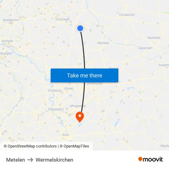 Metelen to Wermelskirchen map