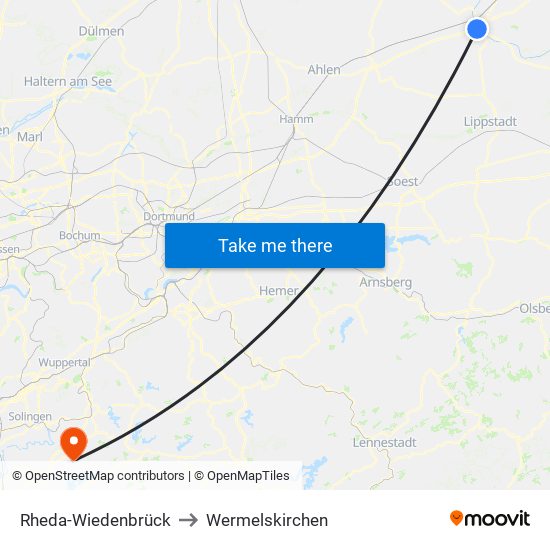 Rheda-Wiedenbrück to Wermelskirchen map