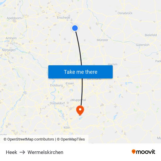 Heek to Wermelskirchen map