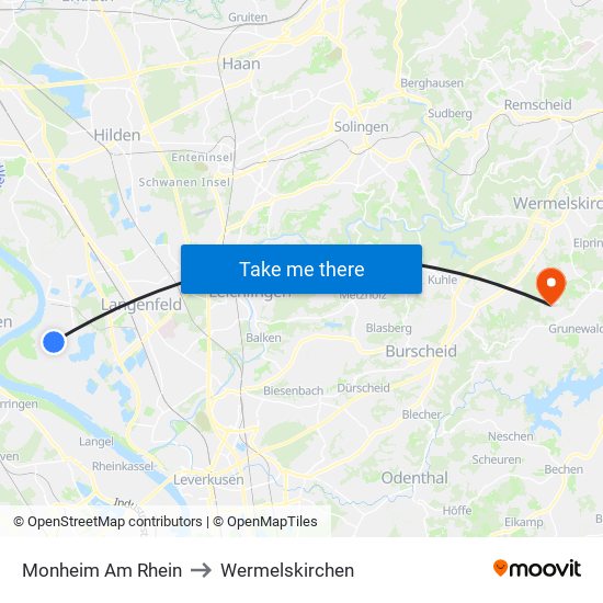 Monheim Am Rhein to Wermelskirchen map