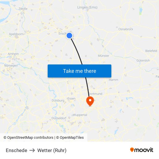 Enschede to Wetter (Ruhr) map