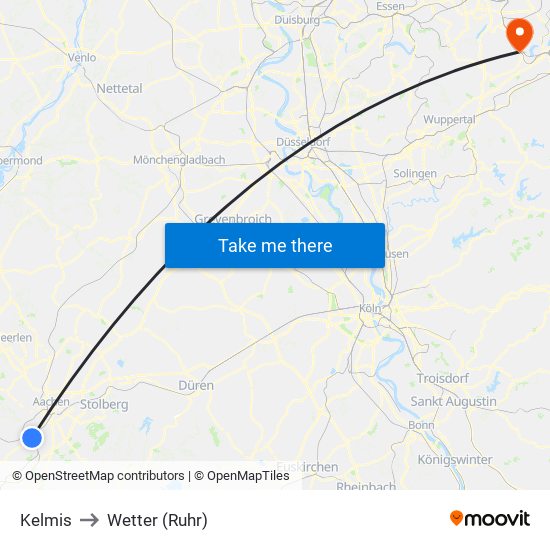 Kelmis to Wetter (Ruhr) map