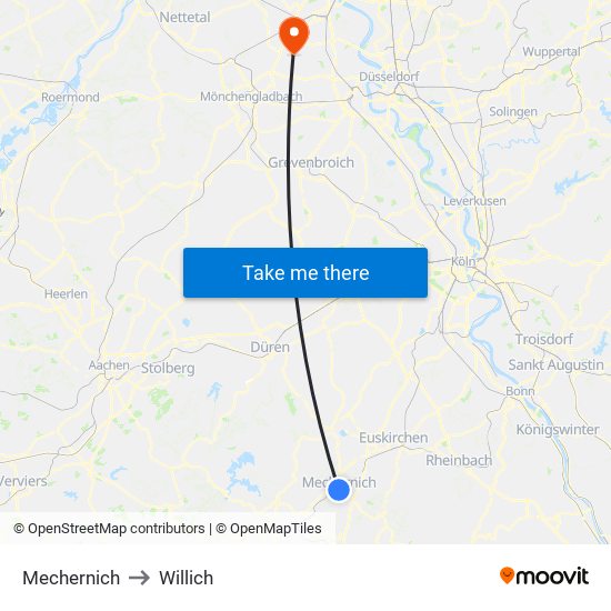 Mechernich to Willich map