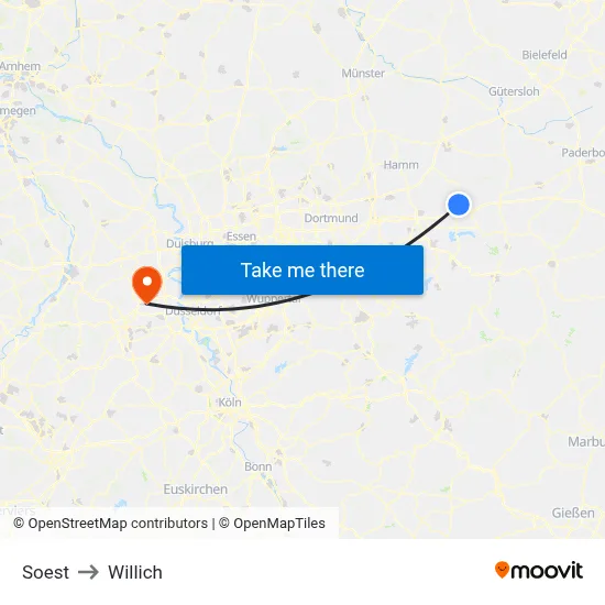 Soest to Willich map