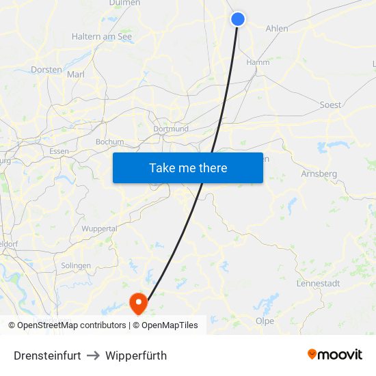 Drensteinfurt to Wipperfürth map