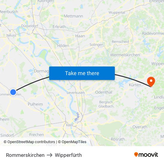 Rommerskirchen to Wipperfürth map