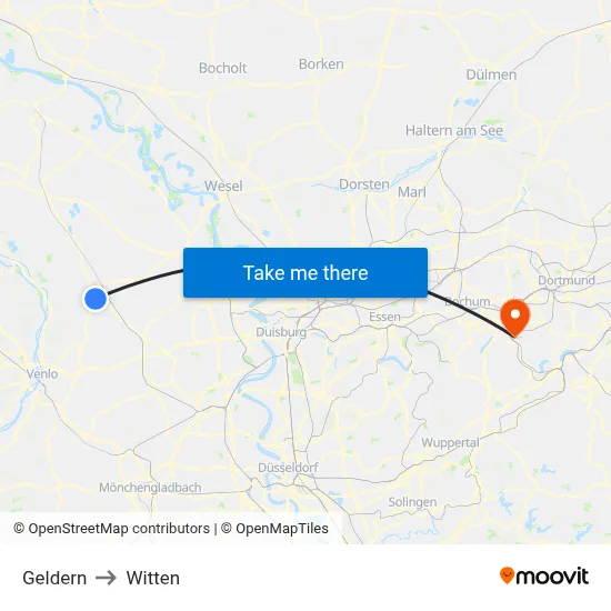Geldern to Witten map
