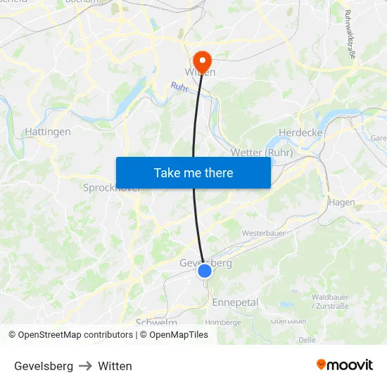 Gevelsberg to Witten map