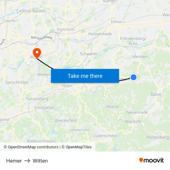 Hemer to Witten map