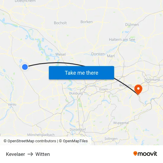Kevelaer to Witten map