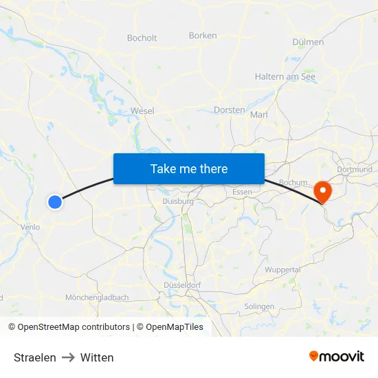 Straelen to Witten map