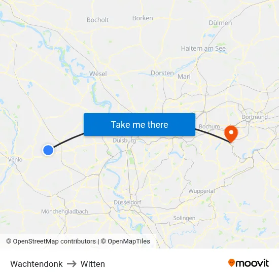 Wachtendonk to Witten map
