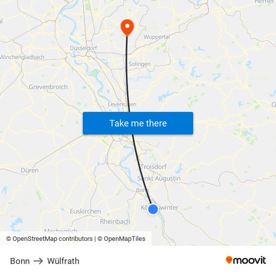 Bonn to Wülfrath map