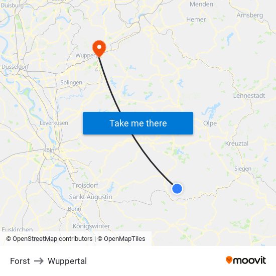 Forst to Wuppertal map