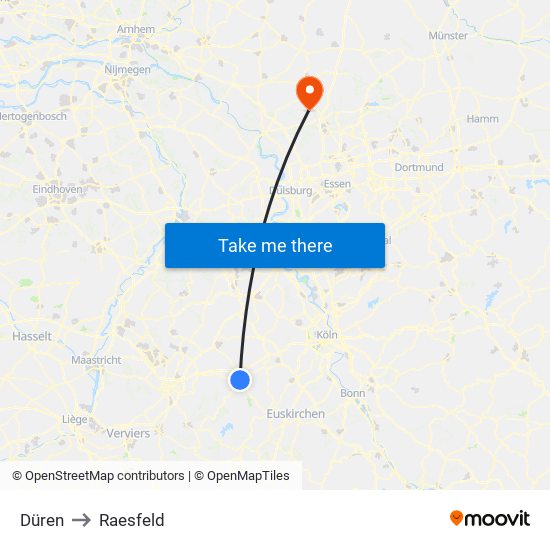 Düren to Raesfeld map