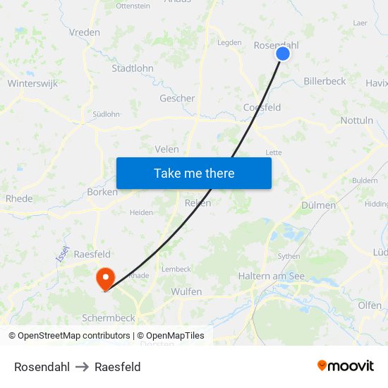 Rosendahl to Raesfeld map