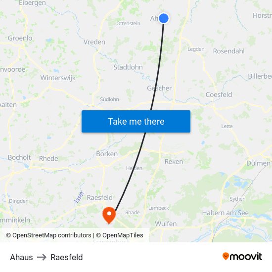 Ahaus to Raesfeld map