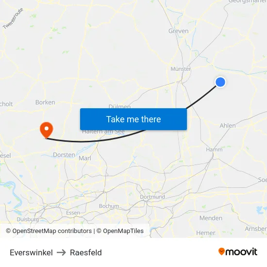 Everswinkel to Raesfeld map