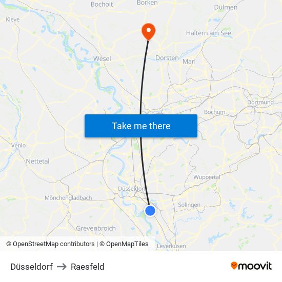 Düsseldorf to Raesfeld map