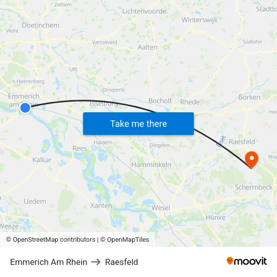 Emmerich Am Rhein to Raesfeld map