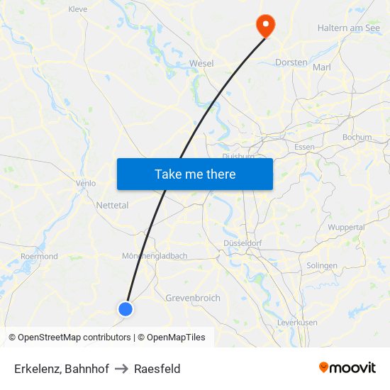 Erkelenz, Bahnhof to Raesfeld map