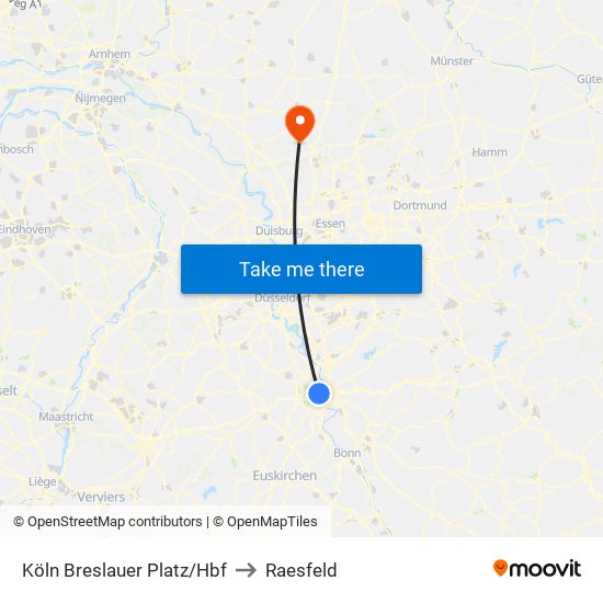 Köln Breslauer Platz/Hbf to Raesfeld map