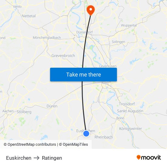 Euskirchen to Ratingen map