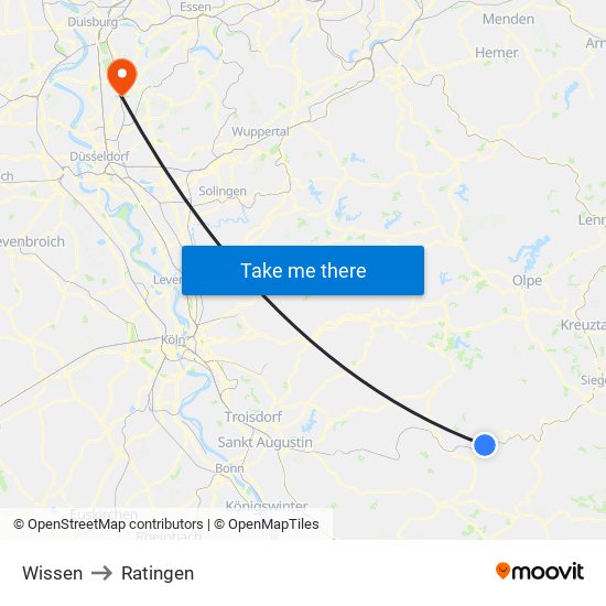 Wissen to Ratingen map