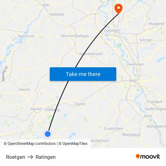 Roetgen to Ratingen map