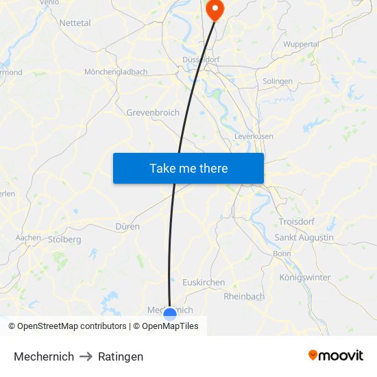 Mechernich to Ratingen map